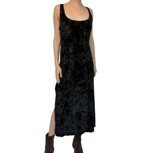 Vintage Victoria’s Secret Gold Label Black Slip Dress Velvet Goth Size Medium